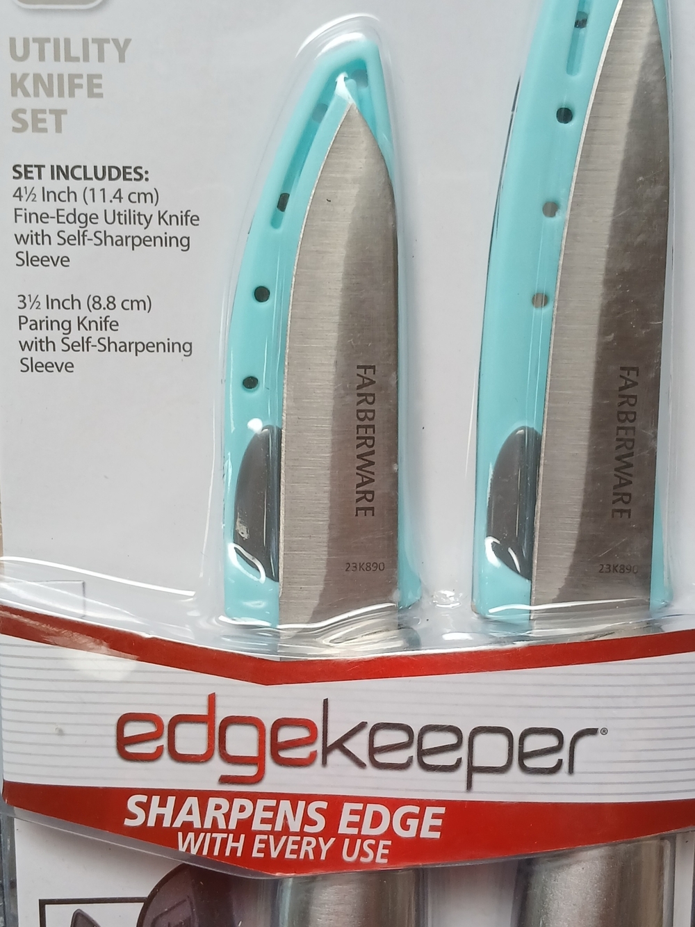 Farberware Edgekeeper Utility Knife Set - Aqua Handles